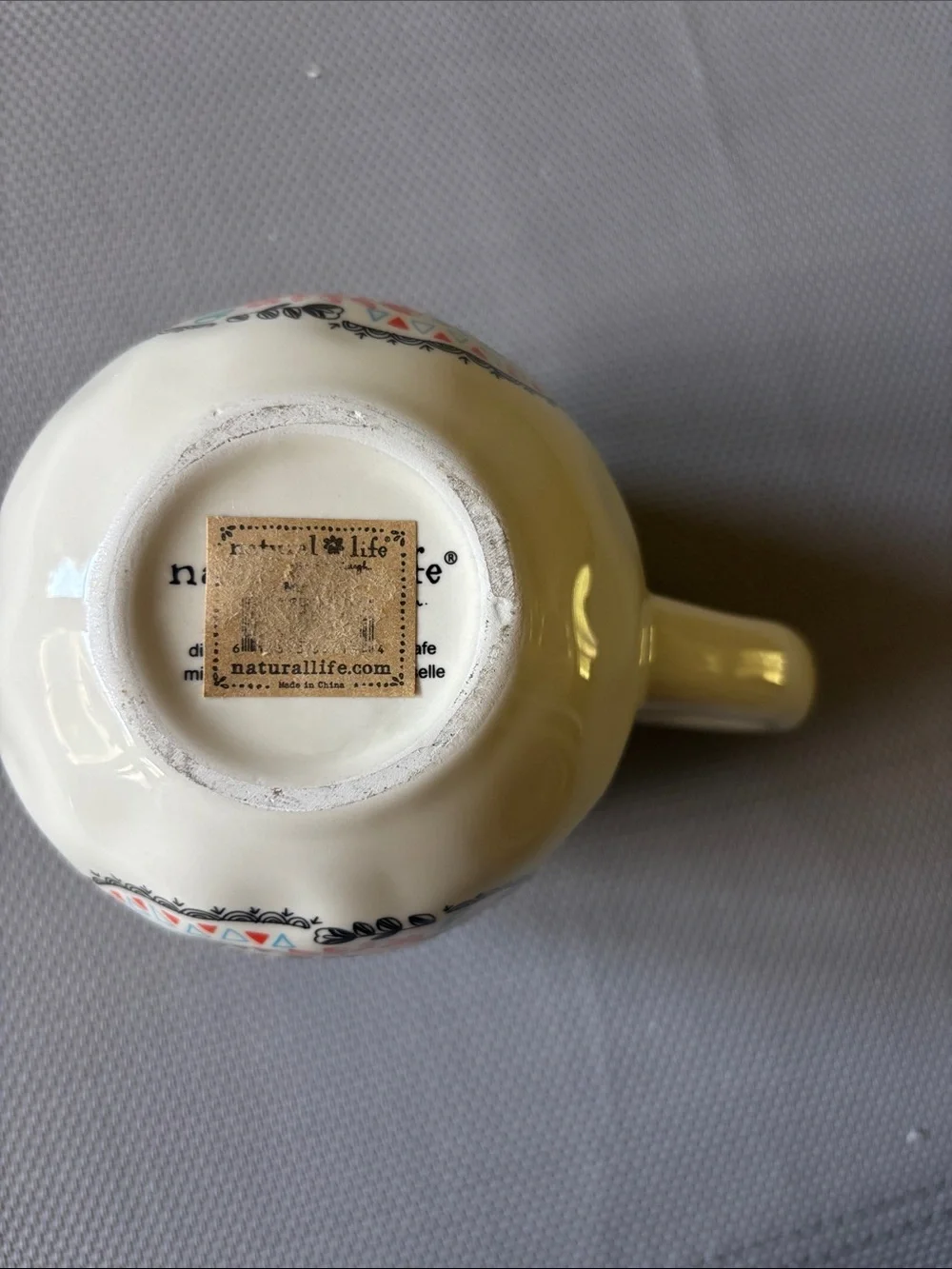 NATURAL LIFE White Ceramic Mug with Yellow, Coral & Teal Accents cup of sunshine - Picture 2 of 4